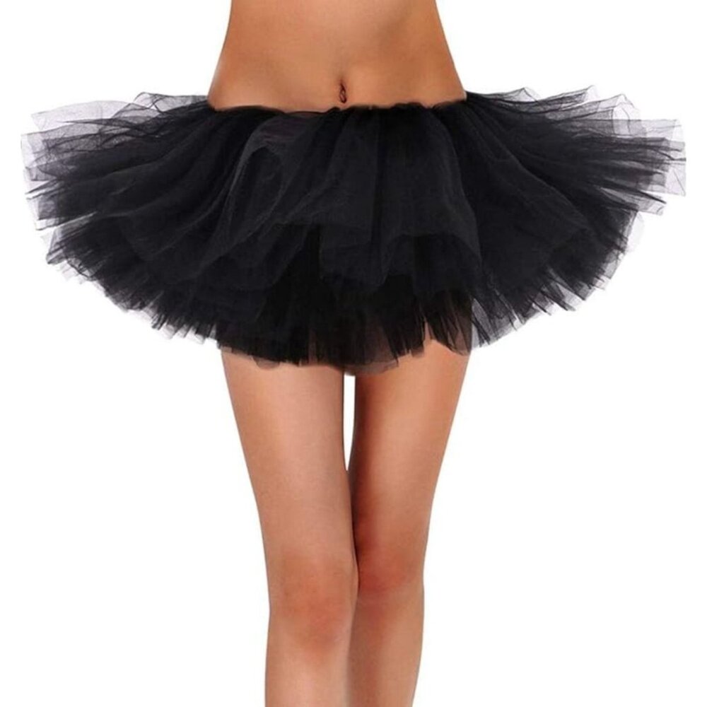 Sexy Women's Black 5 Layers Tulle Cosplay Costume Dance Tutu Skirt One Size